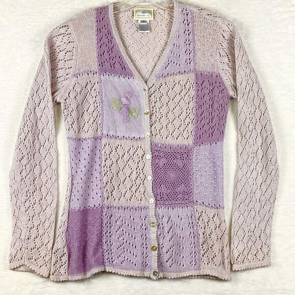 VTG Susan Bristol Knit Sweater Womens M Coquette Purple Grandma Soft Girl 90s - Picture 1 of 9